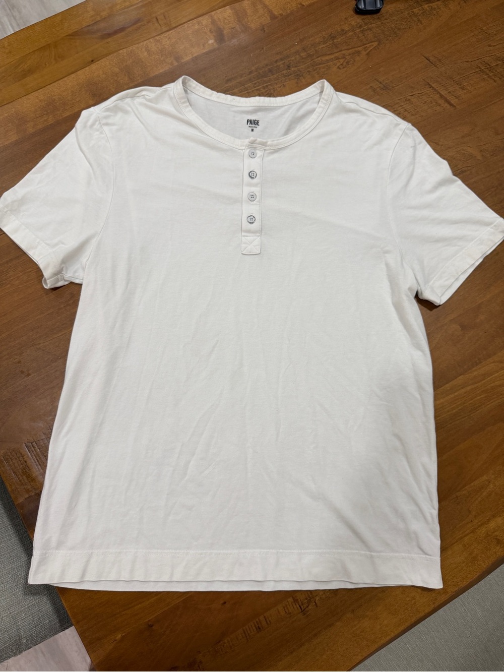 PAIGE Men's Off-White Short Sleeve Henley Tee